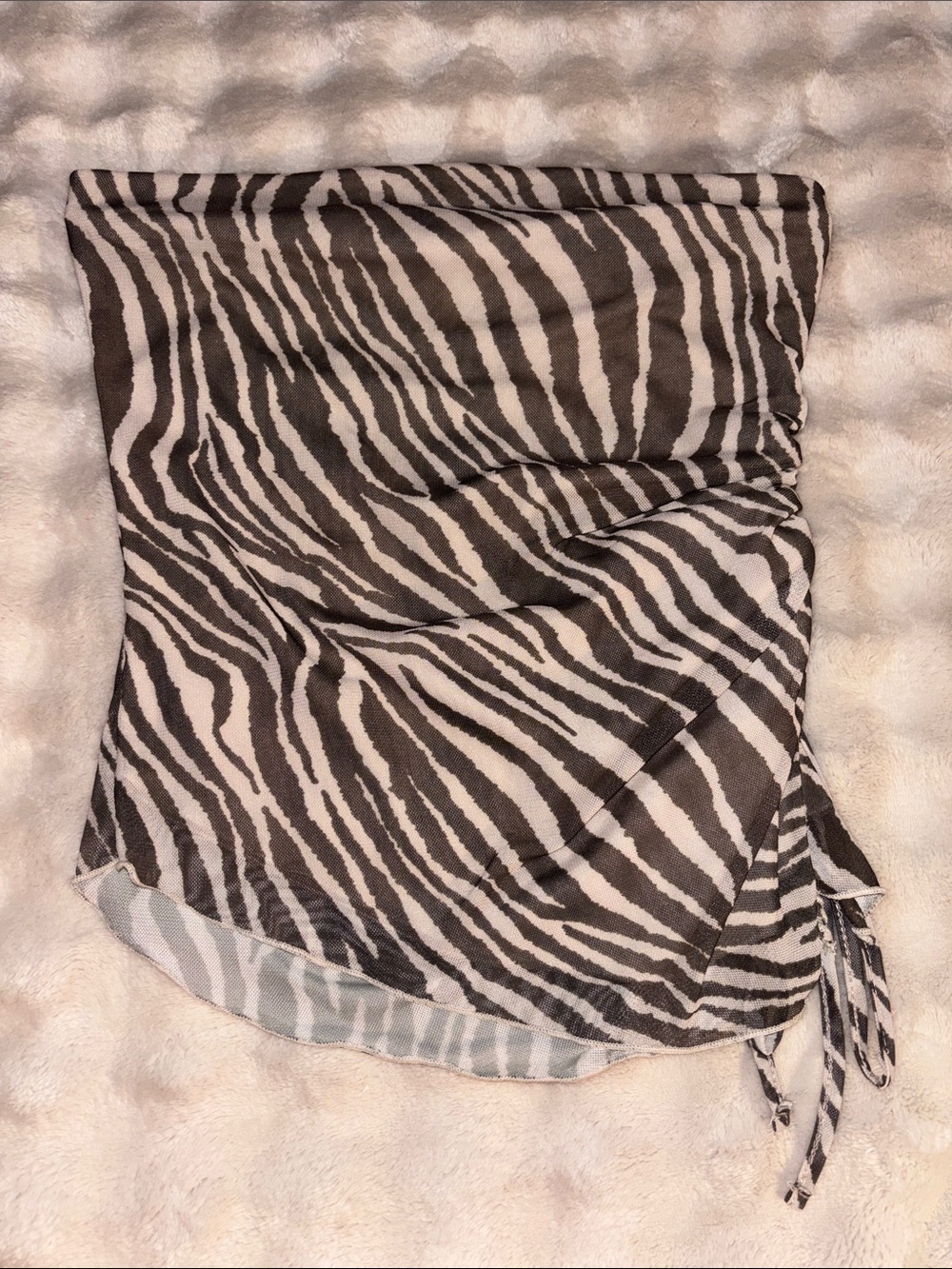 Madden Girl Black and White Zebra Print Strapless Crop Top